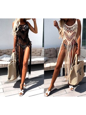 Copricostume Vestito Mini Coachella Donna Mare Frange Lunghe Woman Dress COV0260